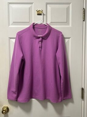 L.L. Bean Women’s  Long-Sleeve Polo in Bright Lavender Size 1X